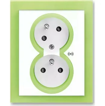 vypínač Zásuvka 230 V dvojnásobná ABB Neo IP 40 s akustickou signalizací bílá/ledová zelená