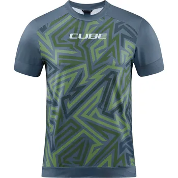 cyklistický dres Cube dres ATX ROUND NECK TM S/S olive grey