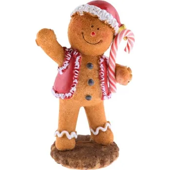 Vánoční dekorace Postavička Perníček 11,5cm s cukrátkem, polyresin