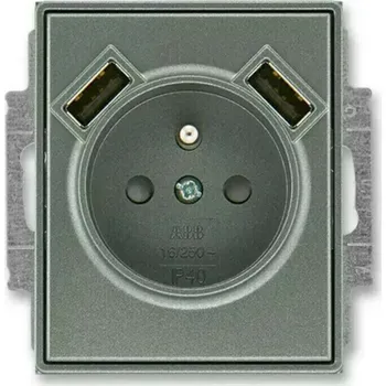 Elektrická zásuvka Zásuvka 230 V s USB jednonásobná ABB Time antracit