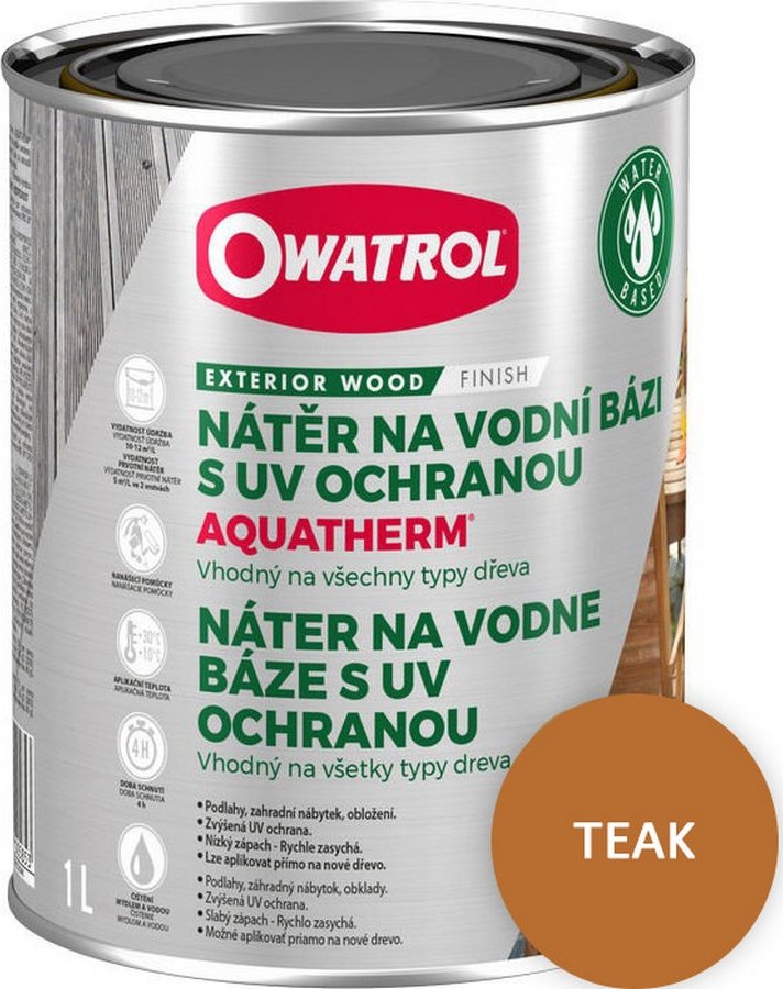 Nátěr na dřevo na vodní bázi OWATROL AQUATHERM – odstín TEAK - 1 l