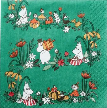 Papírový ubrousek Havi Ubrousky Moomin Misteli 33x33cm, 20ks / zelené