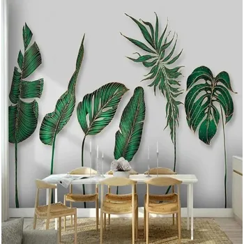 Tapeta Solution Media 3D tapety - Ručně malované listy MU4042 1 - Voděodolné plátno - Textilní tapeta omyvatelná - 250g/m2