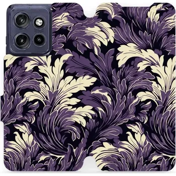 Pouzdro na mobilní telefon Flipové pouzdro Mobiwear - Motorola Edge 50 Neo - VA46S Fialové rostliny (Knížkové flip pouzdro, obal, kryt na mobil Motorola Edge 50 Neo - VA46S Fialové rostliny, materiál Umělá kůže + TPU - ochrana 360°, stojánek, silikonová vanička, magnetické zavírání