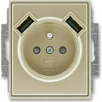 Elektrická zásuvka Zásuvka 230 V s USB jednonásobná ABB Time šampaň