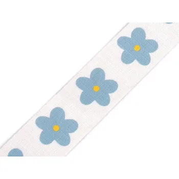 Hladký oboustranný popruh šíře 38 mm, barva 1 Off White modrá světlá