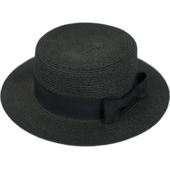 Klobouk Elegantní klobouk se širokým lemem - černý s mašlí