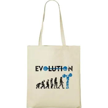 Nákupní taška DOBRÝ TRIKO Bavlněná taška s potiskem Evoluce kulturisty Barva: Natural