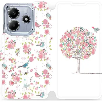 Pouzdro na mobilní telefon Flipové pouzdro Mobiwear - Xiaomi Redmi Note 14 5G - M120S Strom a ptáčci (Knížkové flip pouzdro, obal, kryt na mobil Xiaomi Redmi Note 14 5G - M120S Strom a ptáčci, materiál Umělá kůže + TPU - ochrana 360°, stojánek, silikonová vanička, magnetické zavírá