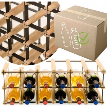 Stojan na víno Modulární borovicový regál na víno RW-8-6X2-12 na 12 lahví