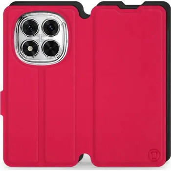 Pouzdro na mobilní telefon Flipové pouzdro Mobiwear Semiš - Xiaomi Redmi Note 14 Pro 5G - Rudé & Černé (Knížkové semišové flip pouzdro, obal, kryt na mobil Xiaomi Redmi Note 14 Pro 5G - Rudé & Černé, materiál semiš + TPU, ochrana 360°, stojánek, silikonová vanička, magnetické)