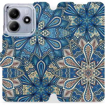Flipové pouzdro Mobiwear - Xiaomi Redmi Note 14 5G - V108P Modré mandala květy (Knížkové flip pouzdro, obal, kryt na mobil Xiaomi Redmi Note 14 5G - V108P Modré mandala květy, materiál Umělá kůže + TPU - ochrana 360°, stojánek, silikonová vanička,)