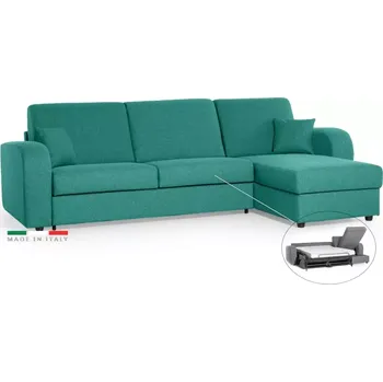 Sedací souprava Rohová sedací souprava LIVORNO s rozkladem na každodenní spaní, tyrkysová (penelope 18), 140