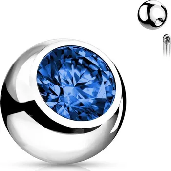 Piercing Náhradní kulička chirurgická ocel se zirkonem 1,6 x 5 mm (tmavě modrá)