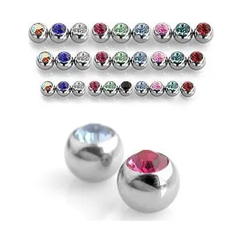 Piercing Náhradní kulička chirurgická ocel se zirkonem 1,6 x 4 mm (tyrkysová)