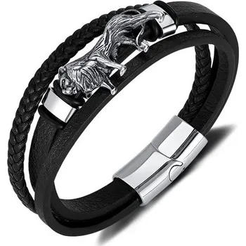 Šperk Pánský ocelový náramek Lví král Černý 21.5cm Titan Jewerly 97k-cube