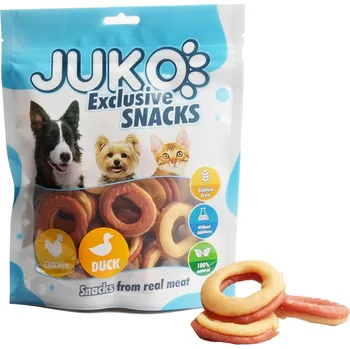 Pamlsek pro psa JUKO petfood s.r.o. Chicken & Duck Doughnuts JUKO Snacks 250 g