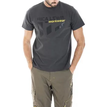 Pánské tričko Rica Lewis Workwear Triko SIGNATS, pánské, vel.: XXL, bavlna, šedé SIGNATS-28/2X