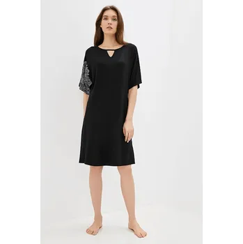 Dámská noční košile Luisa Moretti Dámská noční bambusová košilka DEBORA Barva: Černá, Velikost: M
