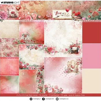 Studio Light Blok podkladových papírů Studio Light "Love of My Life", 20,3x20,3 cm, 36 l.