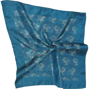 Šátek HEDVA ČESKÝ BROKÁT Šátek Ondrin VSh 76x76 MALÝ KVĚT tyrkysová