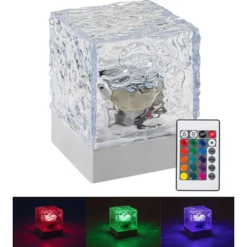 Lampička Průhledná designová LED RGB stolní lampa Cubiko na baterie s DO - Rabalux