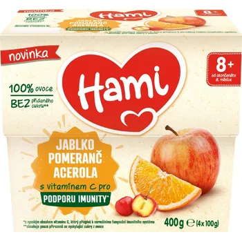 Hami 100% ovoce Jablko pomeranč a acerola 8m+ 4x100 g