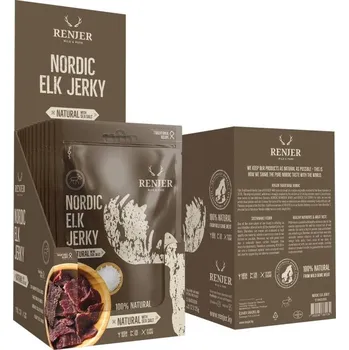 Sušené maso RENJER Traditional Nordic Elk (Losí) Jerky Sea Salt 375g - display