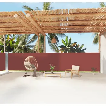 Slunečník Nabytek XL Zatahovací boční markýza hnědá 160 x 1 200 cm 318069