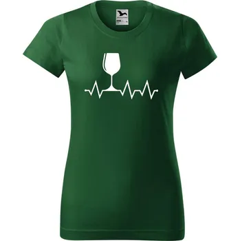 Dámské tričko DOBRÝ TRIKO Dámské tričko s potiskem Tep srdce víno Barva: Lahvově zelená, Velikost: 2XL