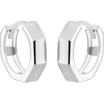 Náušnice GEMMAX Náušnice kroužky s lesklými ploškami z bílého zlata Ø 12,3 mm – zlatý šperk ryzosti 585/1000 v Dárkovém balení s Certifikátem GLEWN-12-03145