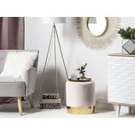 Taburet růžový sametový čalounění kulatý tvar zlatý podstavec podnožka otoman puf moderní glamour styl obývací pokoj ložnice Beliani