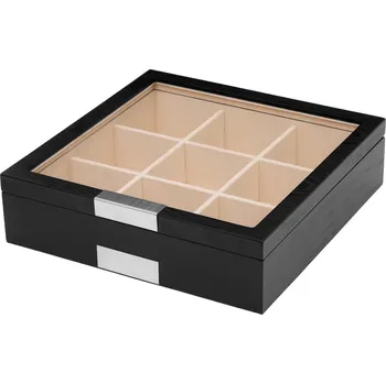 Dárková krabička Dřevěná krabička na kravaty v černé a stříbrné barvě - Warren Asher