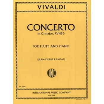 Antonio Vivaldi: Concerto In G Major RV 435 (noty na příčnou flétnu, klavír)