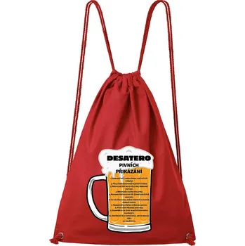Městský batoh DOBRÝ TRIKO Bavlněný batoh Pivní desatero Barva: Červená