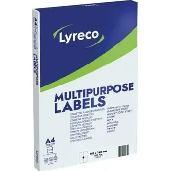 Samolepící etiketa Univerzální hranaté etikety Lyreco, 105 x 148 mm, 4 ks/list