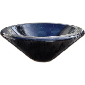 Umyvadlo Moderní umyvadlo do koupelny na desku, kamenné- leštěný mramor černý, průměr 35 cm