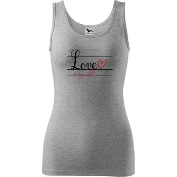 Dámské tričko DOBRÝ TRIKO Dámské tílko s potiskem Love is my life Velikost: XS, Barva: Tmavě šedý melír