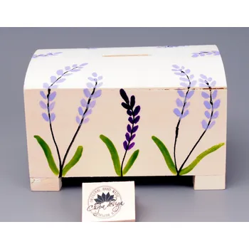 Pokladnička Pokladnička dřevo truhla - Levandule