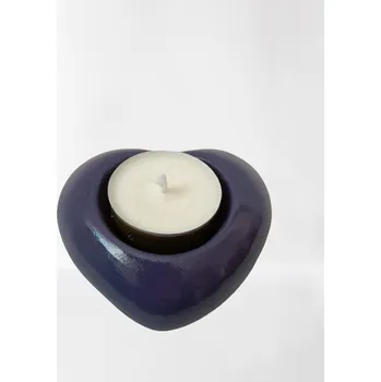 Svícen Fajnpocit svícen na čajovou svíčku srdce fialový