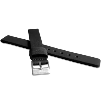 Řemínek na hodinky LAVVU Černý hladký řemínek PLAIN z luxusní kůže Top Grain - 16 LSCUB16