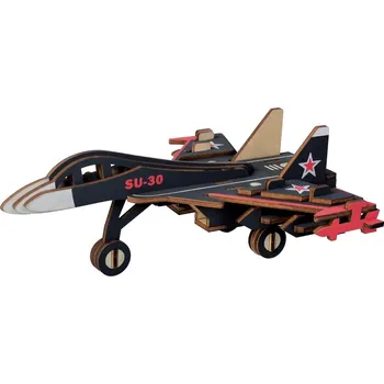 3D puzzle Woodcraft construction kit Woodcraft Dřevěné 3D puzzle Bojové letadlo SU30