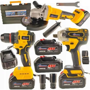 Aku rázový utahovák na kola + úhlová bruska + vrtačka