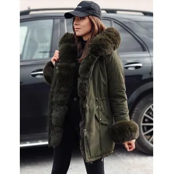 Dámská bunda Dámská bunda parka s kožíškem CHARMFUR zelená