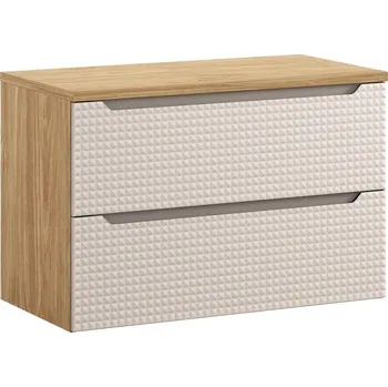 Policová skříň Závěsná skříňka pod umyvadlo Luxor Beige I s deskou 90 cm béžová/dub olejovaný