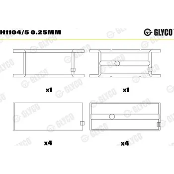 Kliková hřídel Hlavní ložiska klikového hřídele GLYCO H1104/5 0.25mm
