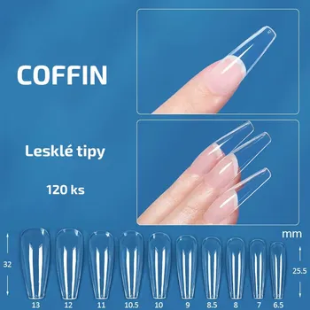 Umělé nehty Koskoe Coffin - lesklé tipy na nehty; 120 ks