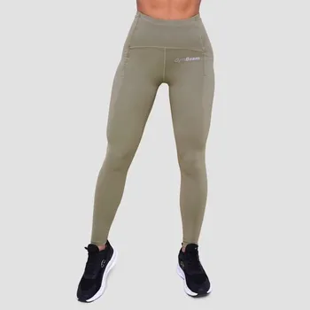 Dámské oblečení Dámské běžecké legíny Pulse Vetiver - GymBeam Velikost: L, Barva: zelená