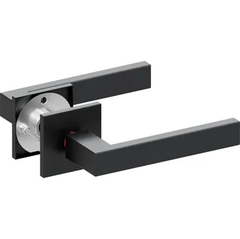 Dveřní kování Qolibri klika na dveře Smartbloc QH 1040 RHR na hranaté rozetě (černý satén) Zvolte variantu: Klika / Klika se zámkem (LEVÁ)