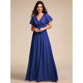 Dámské šaty Elegantní šifonové šaty s výšivkou Barva: Tmavě Modrá, Velikost: L